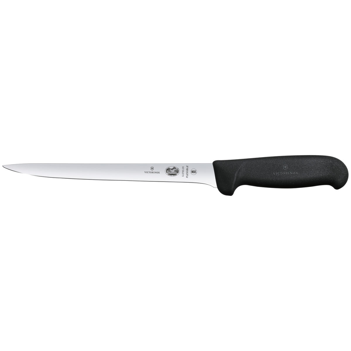 Coltello per sfilettare il pesce Fibrox lama curva e flessibile Victorinox; lunghezza lama 20 cm, 34 cm (L); argento/nero