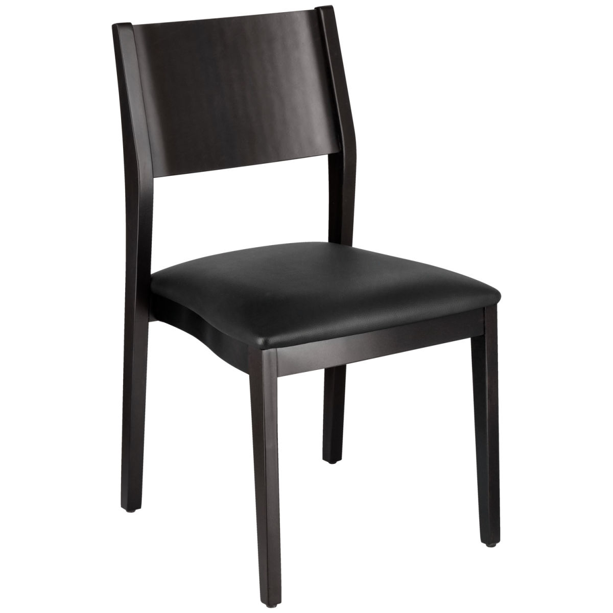 Sedia in legno impilabile Stak imbottita VEGA; 48x51x86 cm (LxPxH); seduta nero, struttura wenge; 2 pz. / confezione