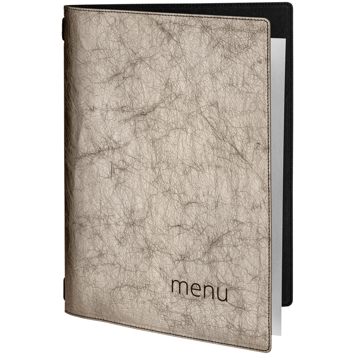 Portamenu Perdue con scritta VEGA; Misura A4, 23x32.5 cm (LxH); nero/argento