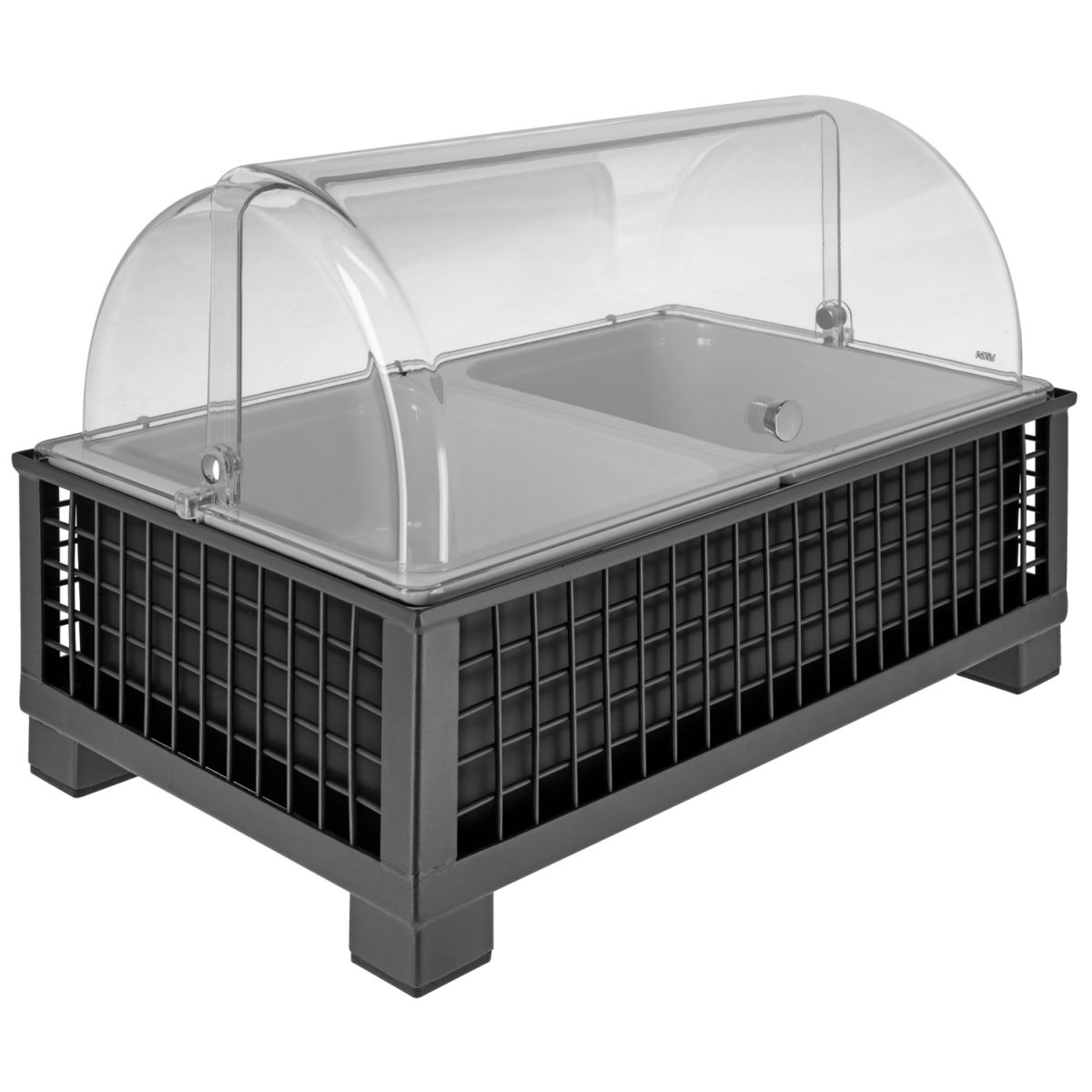 Vetrina salvafreschezza Portland 10 cm melamina bianca 2 x 1/2 VEGA; Misura GN 1/1, 55.4x35.2x29.9 cm (LxLxH); antracite/trasparente/bianco; rettangolare