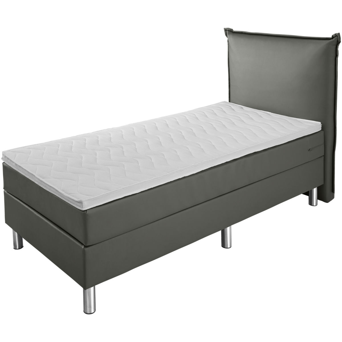 Letto per hotel Standard similpelle, testiera imbottita ERWIN M.; 90x200x58 cm (LxLxH); grigio scuro; medio