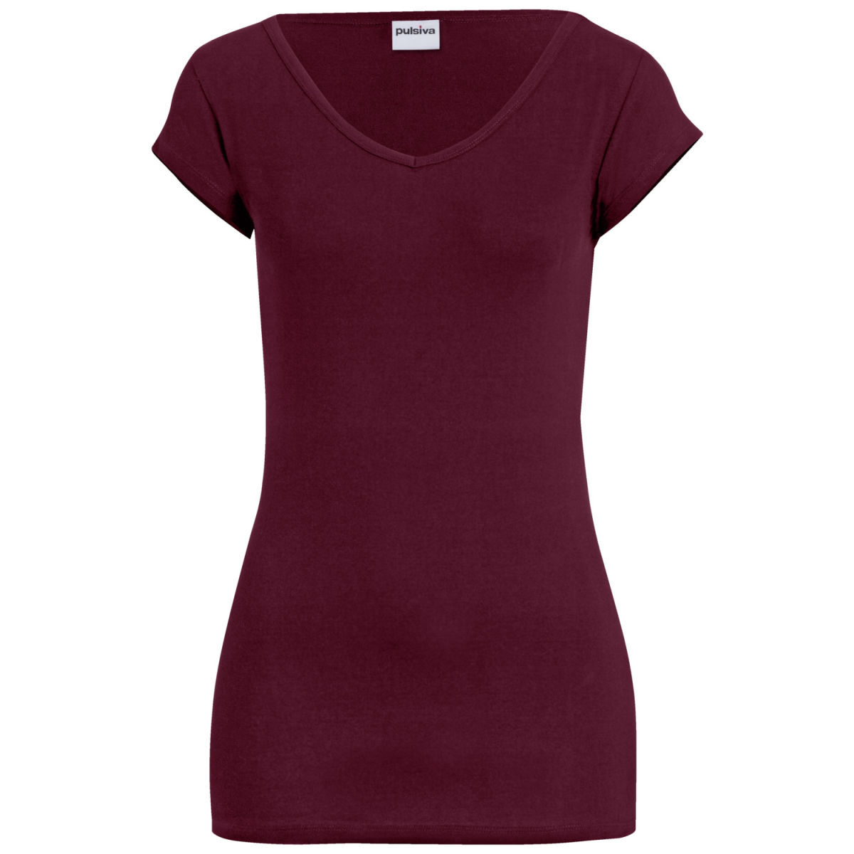 T-shirt da donna collo a V PULSIVA; Taglia XL; bordeaux; 2 pz. / confezione