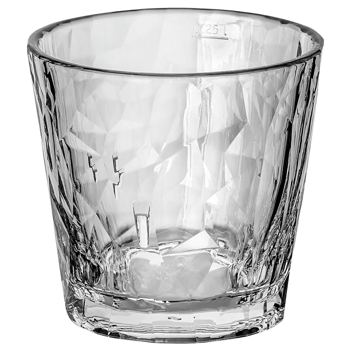 Bicchiere tumbler Lowball Club No. 22 Superglas plastica koziol; 300ml, 8.7 cm (H); trasparente; 0.25 l Segno di riempimento, 12 pz. / confezione