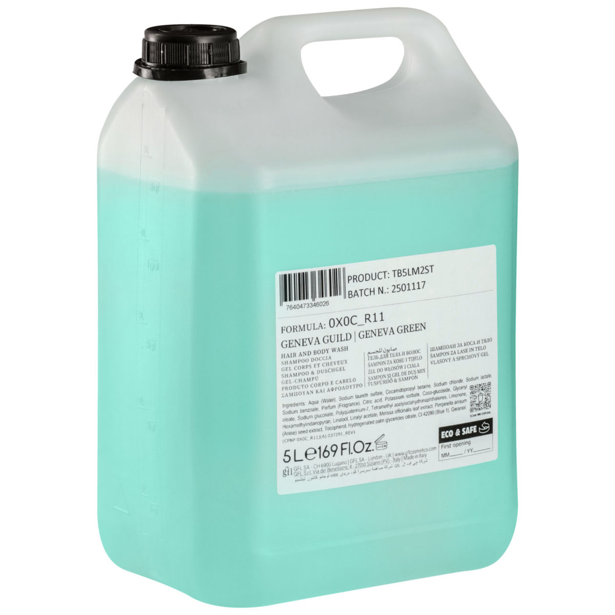 Shampoo & gel doccia Geneva Guild 2 in 1 in tanica V-Touch; 5000 ml; blu; 2 pz. / confezione