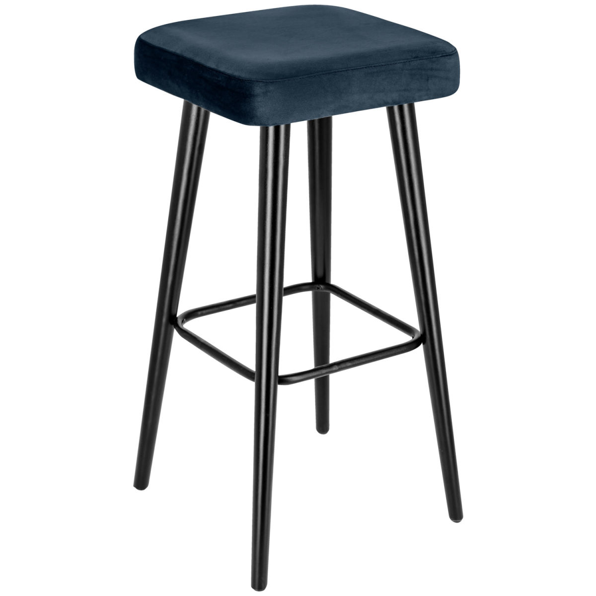 Sgabello Tonda VEGA; 40x40x79 cm (LxPxH); seduta blu scuro, struttura nero; 2 pz. / confezione