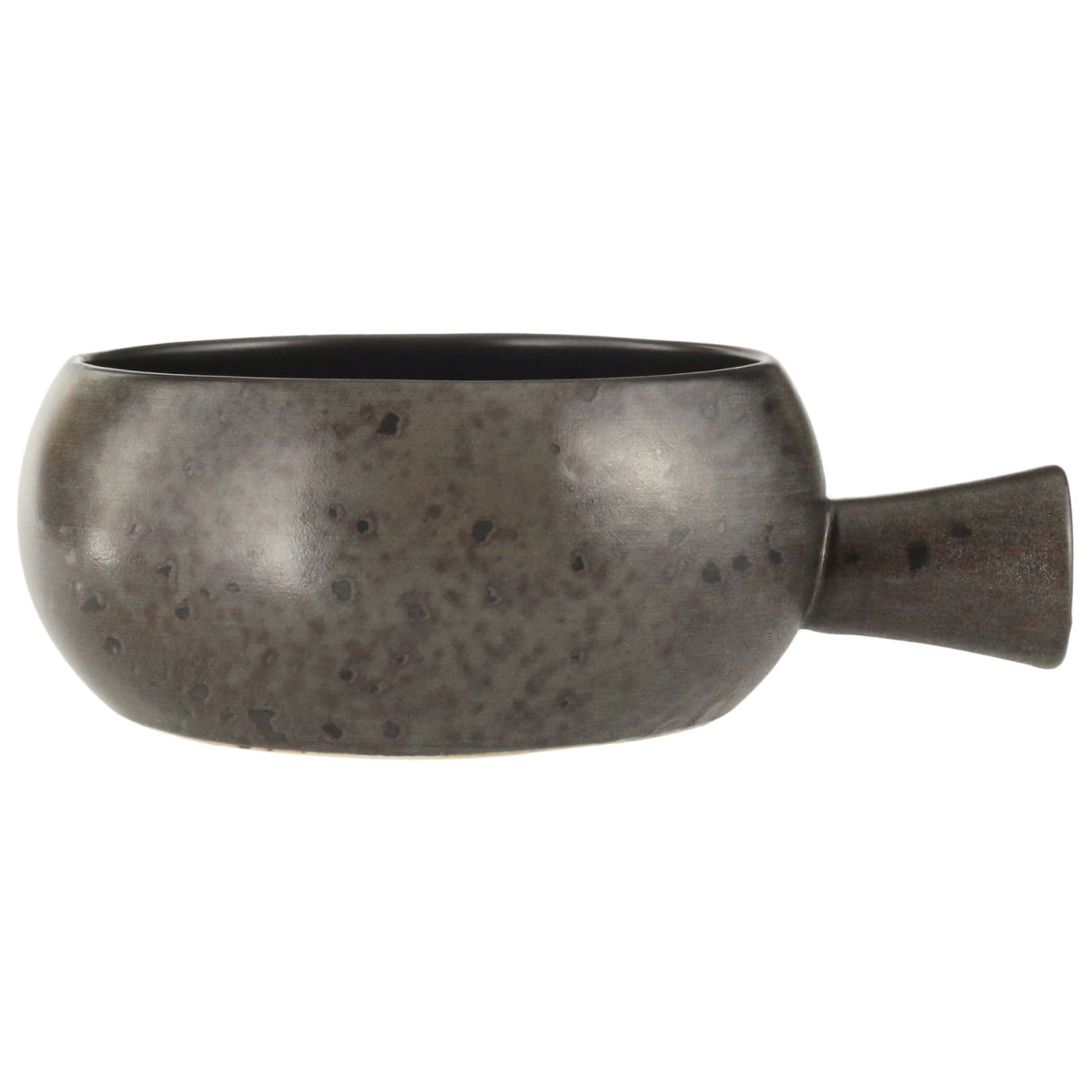 Ciotola Ironstone con manico Porland; 600ml, 14x6.25 cm (ØxH); marrone scuro/nero; rotonda; 6 pz. / confezione
