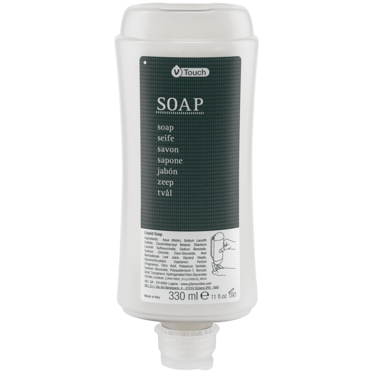 V-Touch Hotelseife Silver im Spendersystem 330 ml; transparent; 24 Stück / Pack