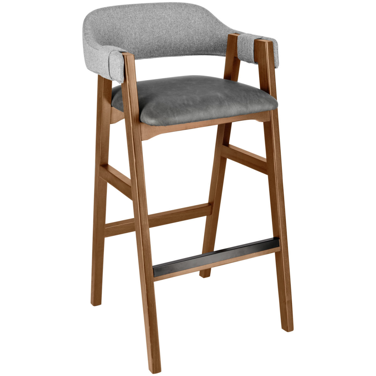 Silla alta Imano VEGA; 54x51x107 cm (AnxProfxAt); Asiento antracita, Estructura tabaco barnizado