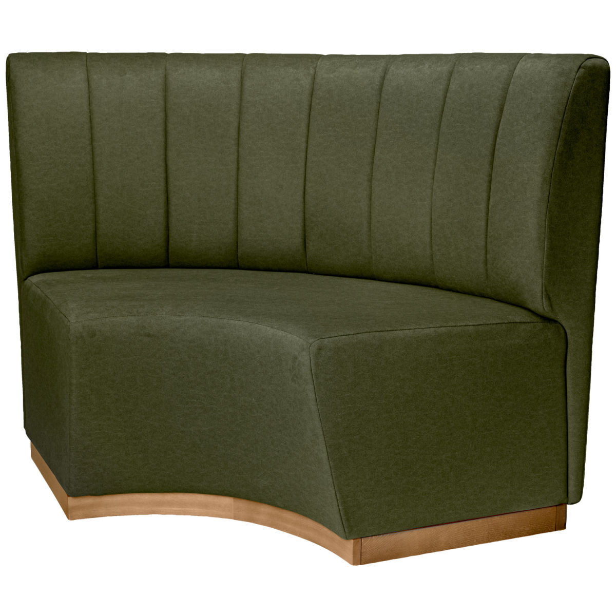 Panca ad angolo Espara arrotondata VEGA; 99x99x101 cm (LxPxH); seduta verde, struttura naturale