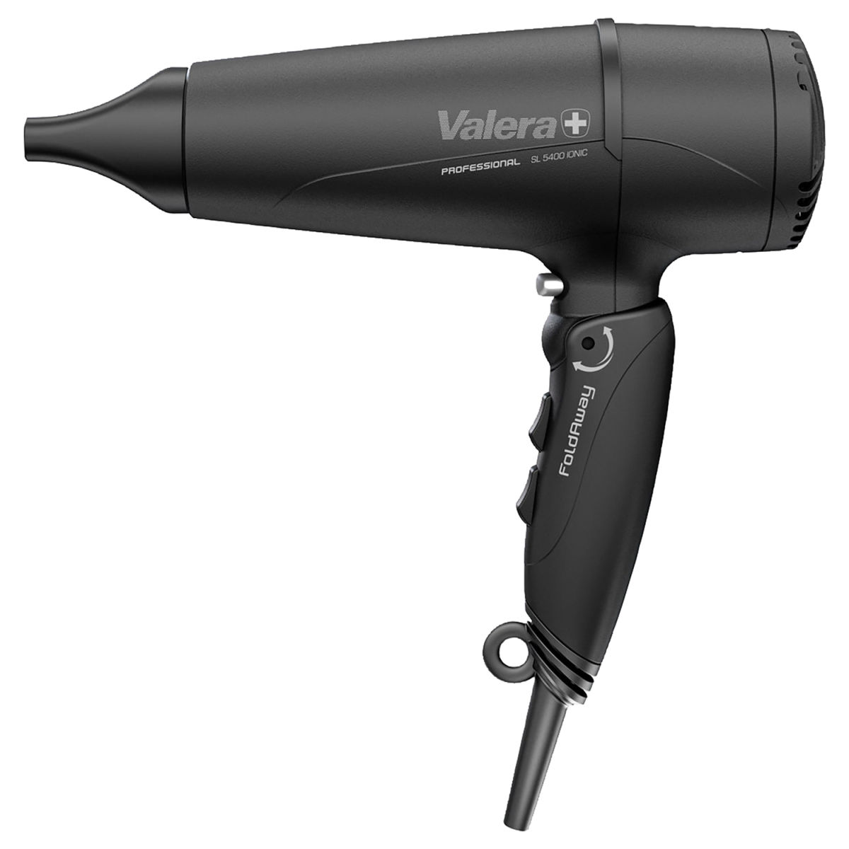 Asciugacapelli pieghevole 2000w Fold Away 5400 Ionic TF Valera; 8.6x28.5x27.6 cm (LxHxP); nero