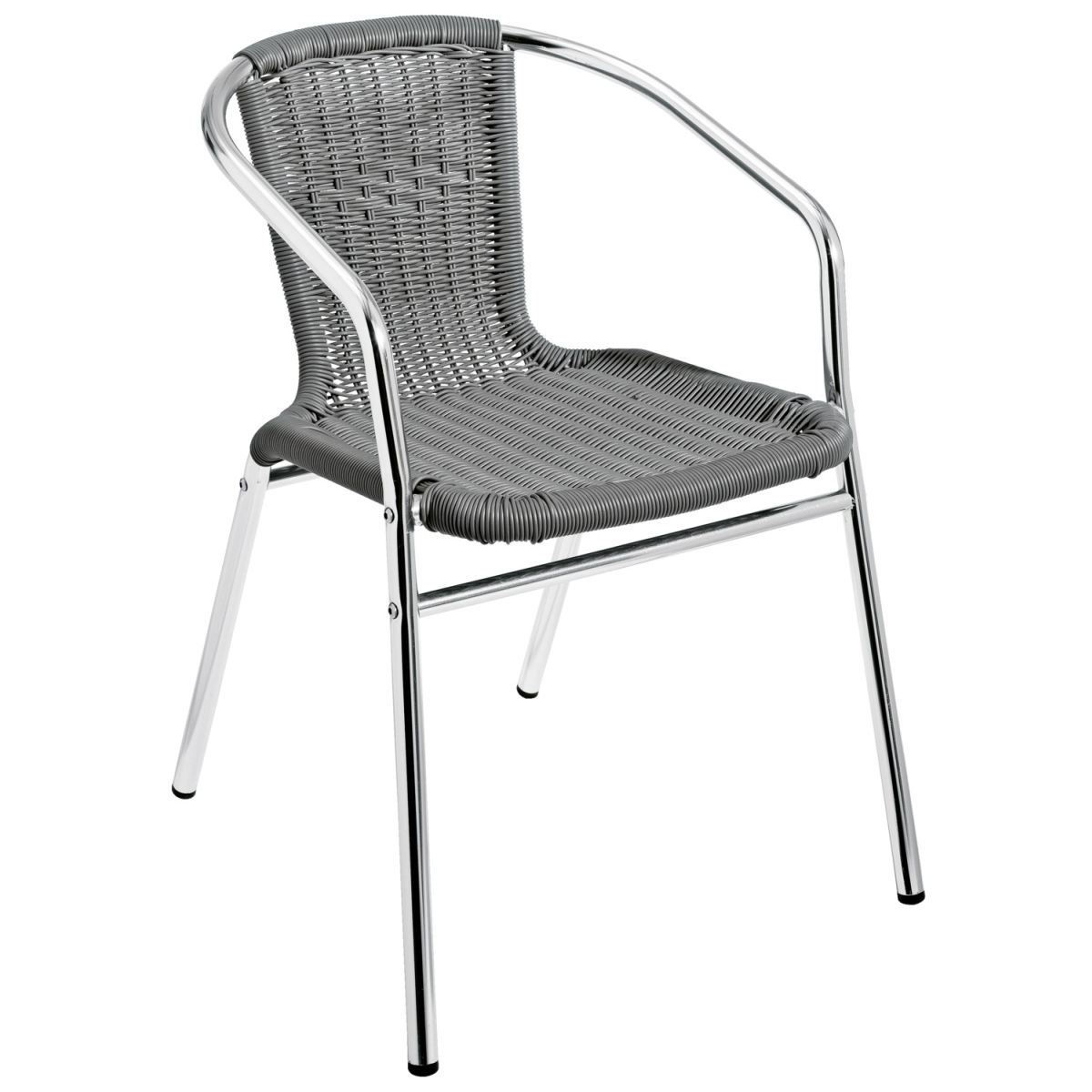 Silla aluminio trenzado Columbia VEGA; 52x59.5x71 cm (AnxProfxAt); Asiento gris, Estructura plateado; 4 pz. / Paquete