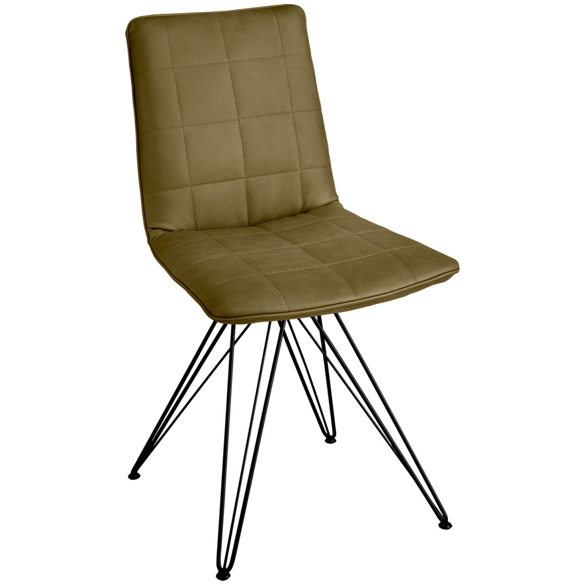 Sedia Milaria in similpelle, pacco da 2 VEGA; 60x51x88.5 cm (LxPxH); seduta verde oliva, struttura nero; 2 set / Pacco