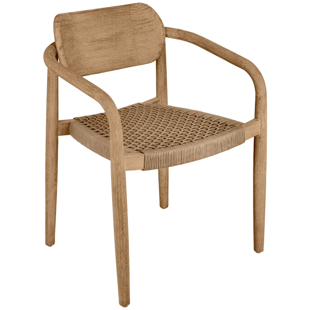 VEGA Outdoor Stuhl Mando 56.5x50x76 cm (BxTxH); Sitz beige, Gestell natur; 2 Stück / Pack