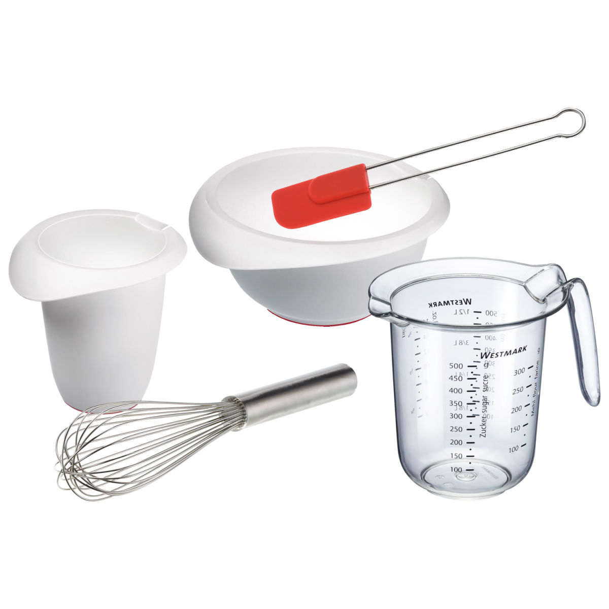 Set utensili da cucina 5 pezzi PULSIVA; 16.5x17 cm (ØxH); bianco