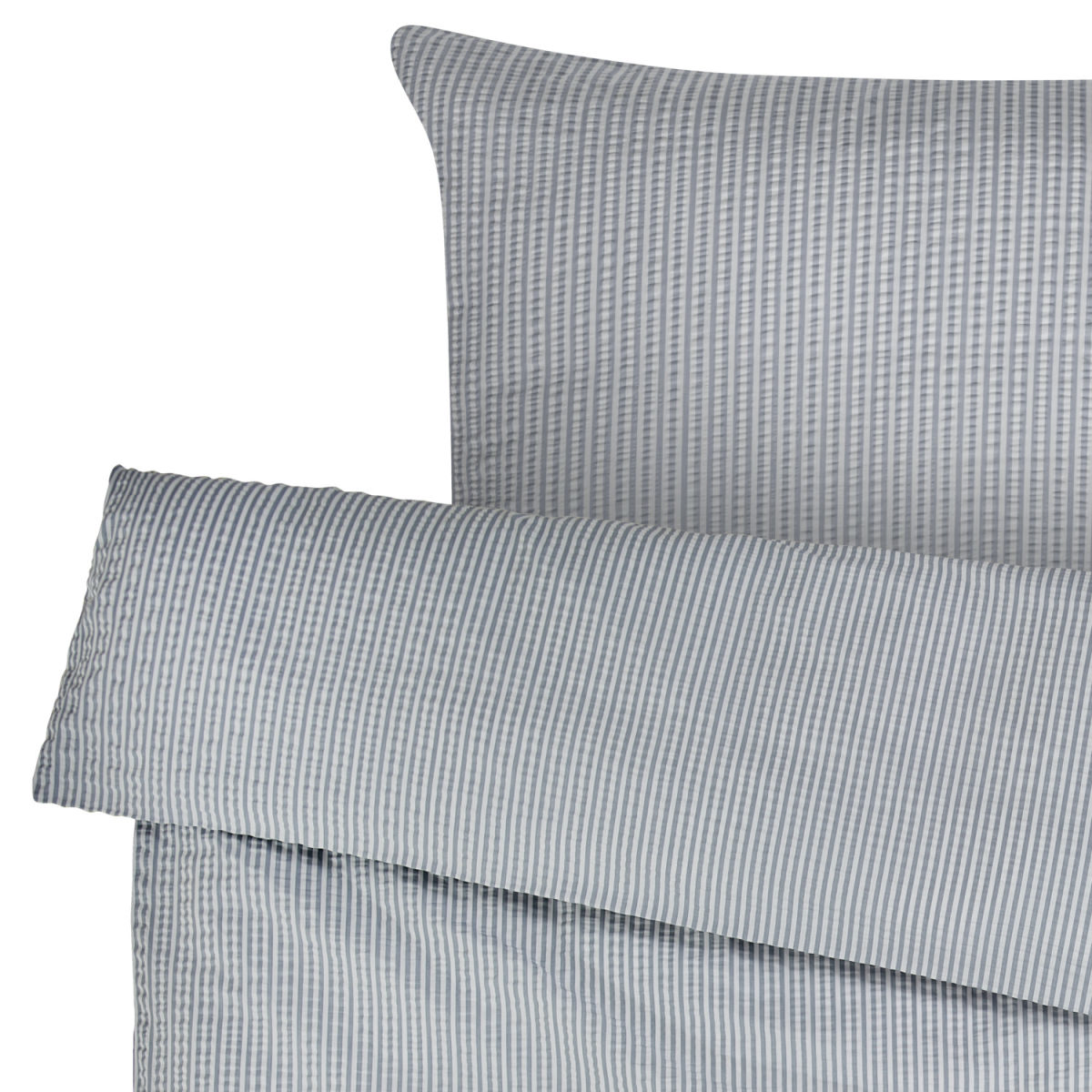 Coordinato letto Den Haag seersucker ERWIN M.; 140x200 cm (LxL), 70x90 cm (LxL); blu