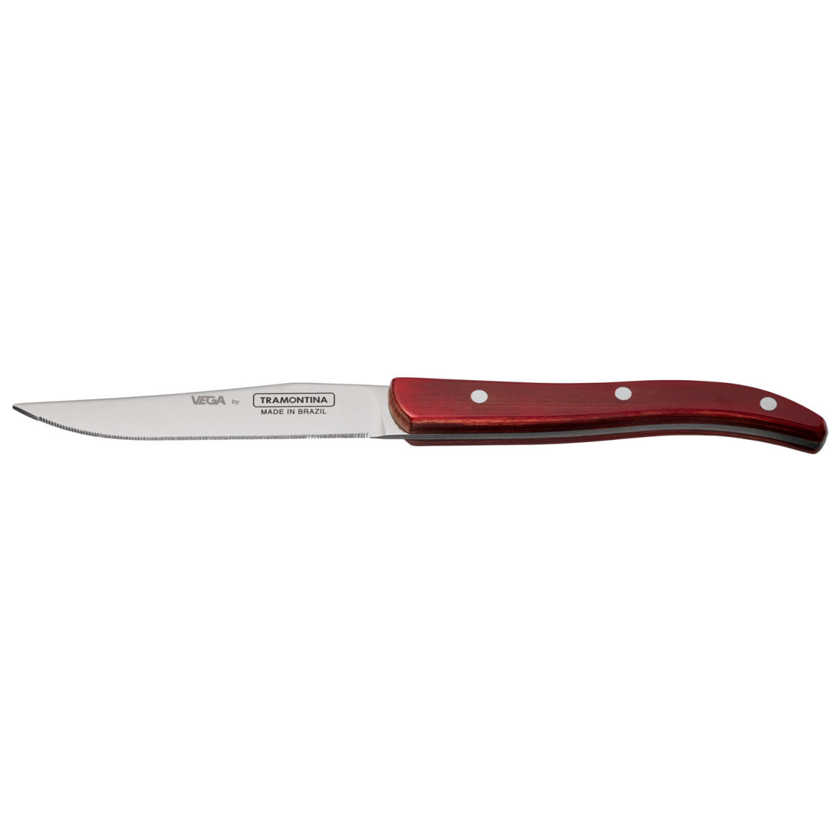 Vega Laguiole mes Picanha met doorlopend lemmet; 22.5 cm (L); rood; 6 stuk / verpakking