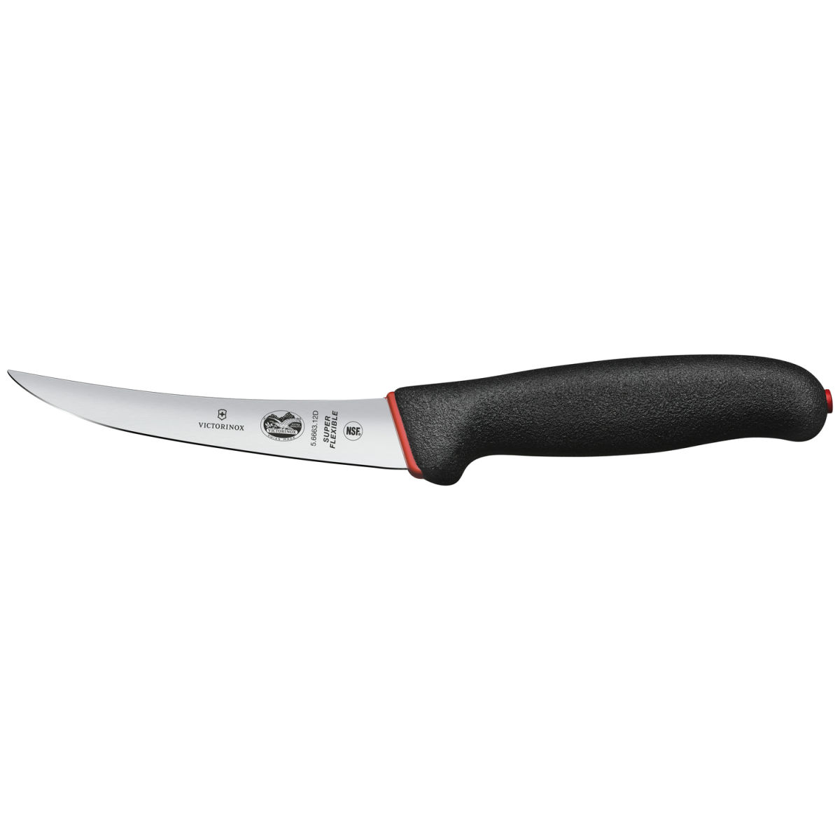 Victorinox Uitbeenmes Fibrox Dual Grip recht super flex; Lemmetlengte 12 cm, 27 cm (L); zilver/zwart/rood