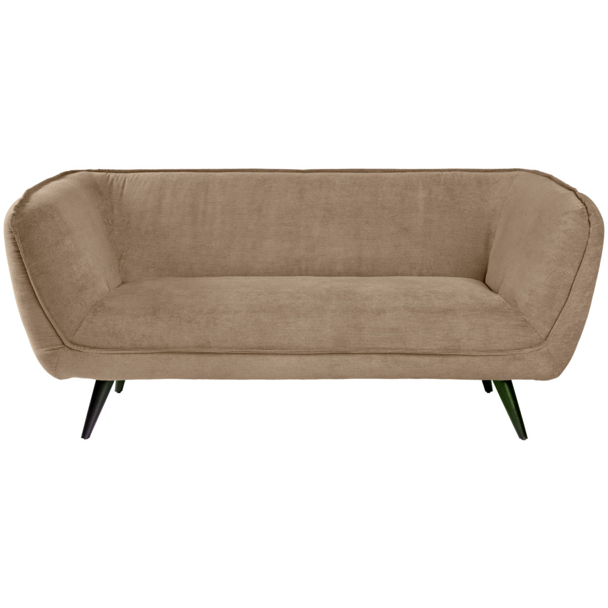 Divano a 3 posti Kelso velluto a coste, gambe nere VEGA; 183x88x76 cm (LxPxH); seduta tortora, struttura nero