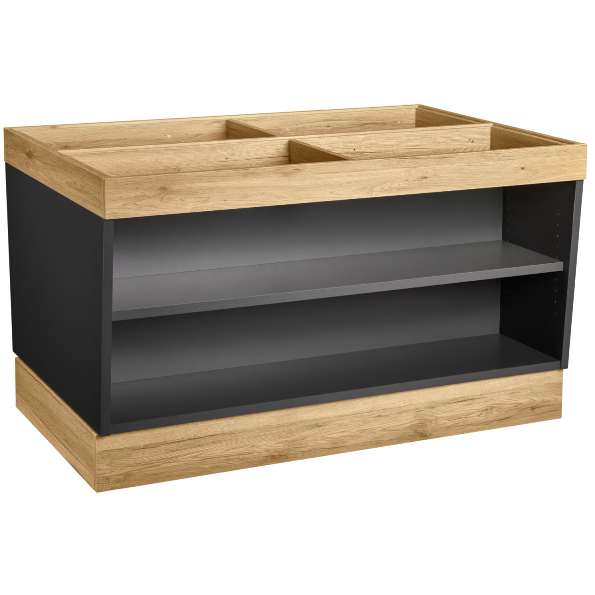 Tavolo da buffet Valinta Elemento a isola di grandi dimensioni VEGA; 140x81x93.2 cm (LxHxP); antracite/quercia; rettangolare