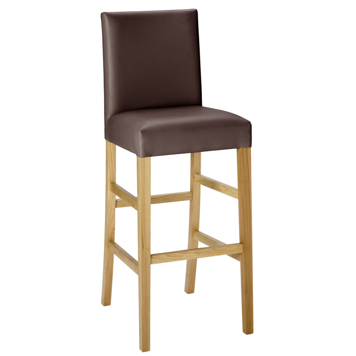 Silla alta Havanna estructura roble VEGA; 44.5x49x113.5 cm (AnxProfxAt); Asiento marrón, Estructura roble; 2 pz. / Paquete