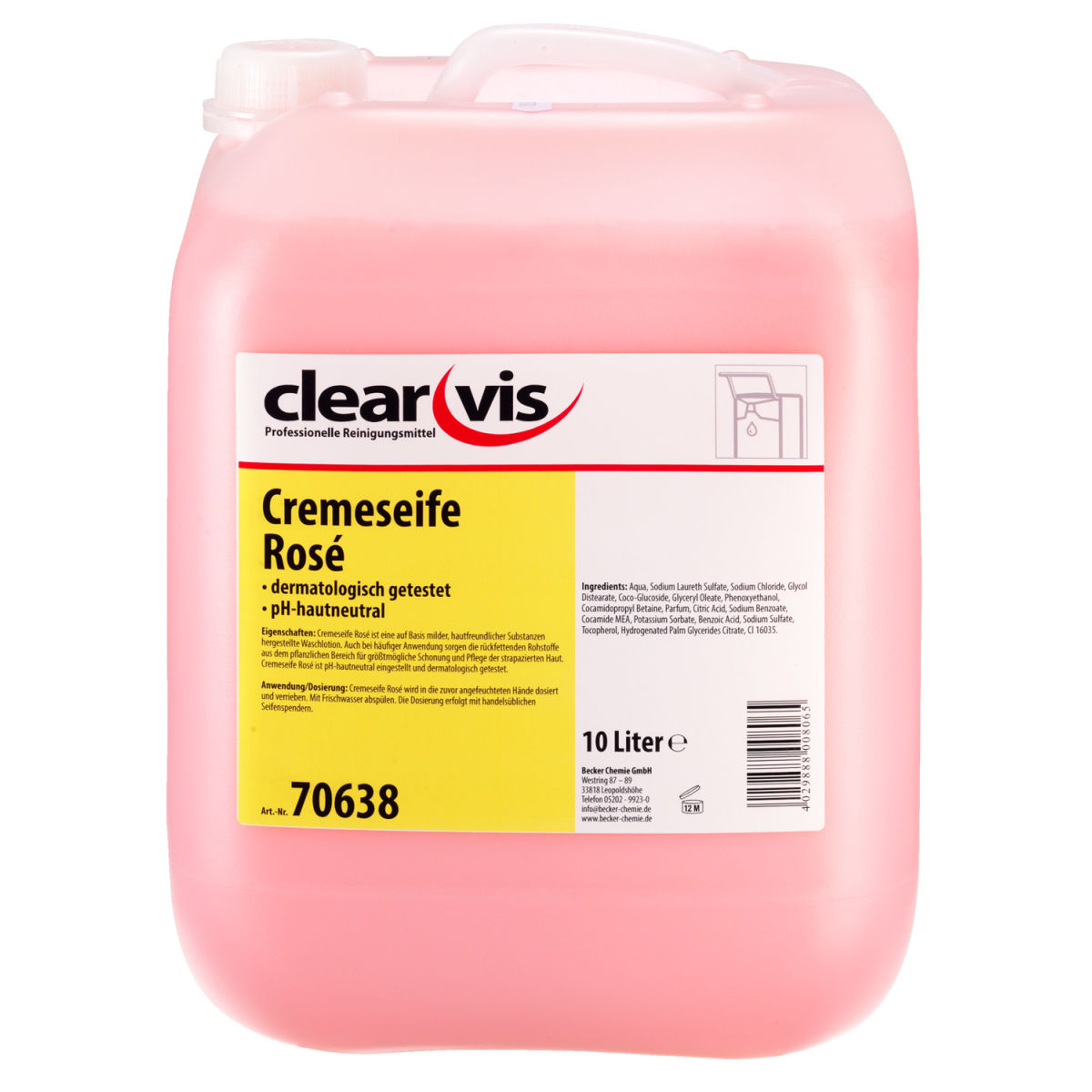 Sapone cremoso Clearvis in tanica Clearvis; 10000 ml; rosa