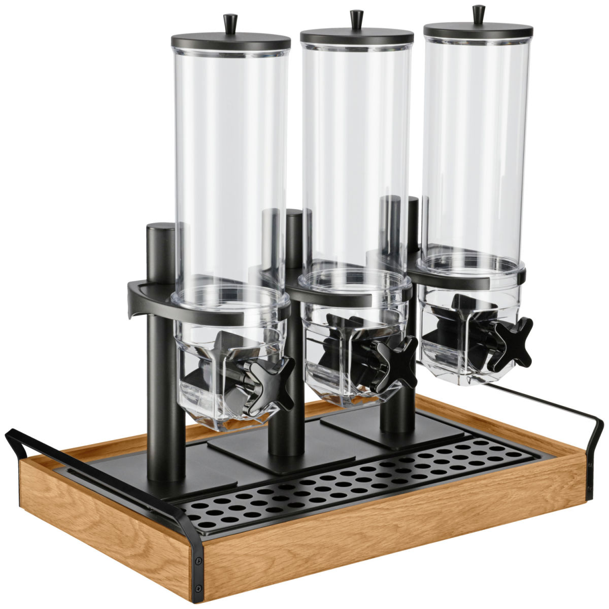 VEGA Müslispender Esino dreifach, GN 1/1, 3x 4l GN 1/1, 61.9x38.6x56.2 cm (LxBxH); eiche/schwarz; rechteckig
