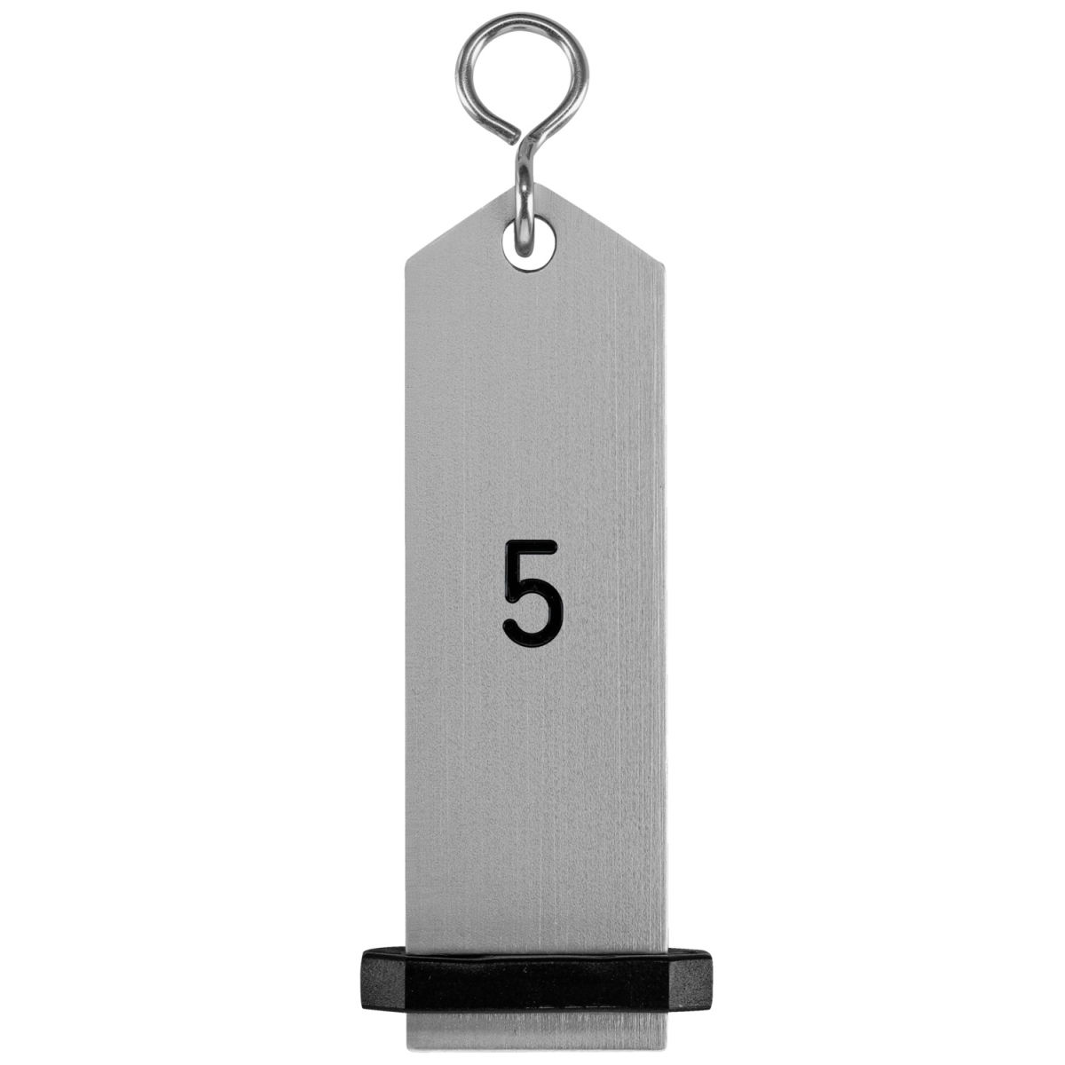 Portachiavi Bumerang con incisione numeri VEGA; 10x3 cm (LxL); argento; incisione 5