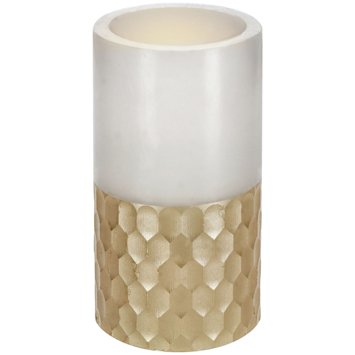 Lumino LED con portacandele Sumi VEGA; 7.5x15 cm (ØxH); bianco crema/oro; 2 pz. / confezione