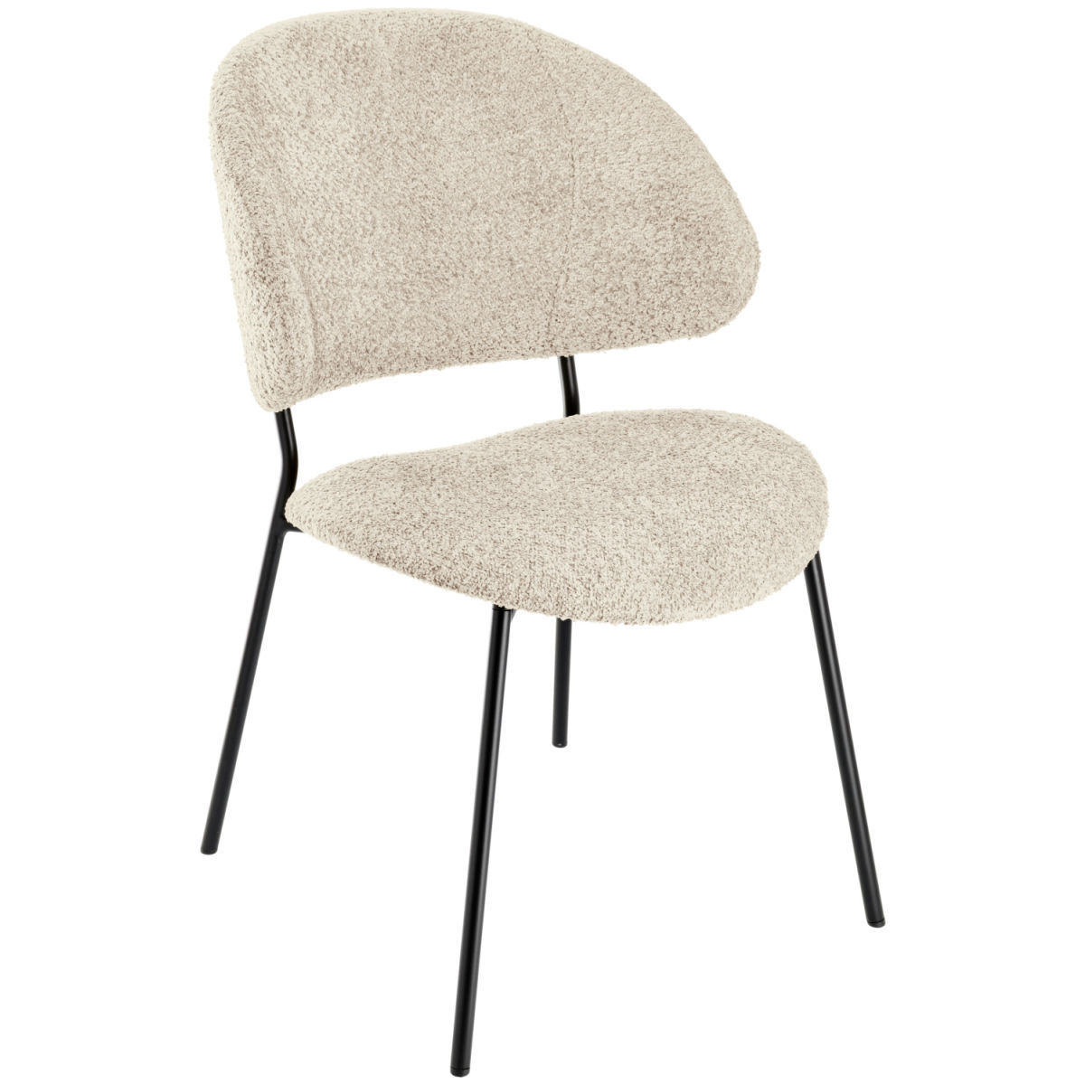 VEGA Polsterstuhl Lindo Bouclé 55x65x85 cm (BxTxH); Sitz beige, Gestell schwarz