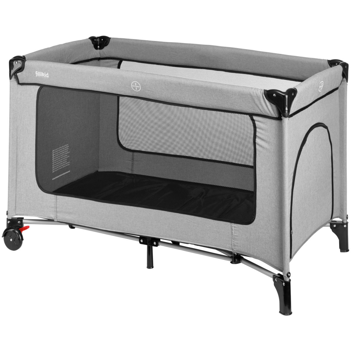 Lettino da viaggio Bambina con ruote fillikid; 124x64.5x77 cm (LxLxH); grigio chiaro
