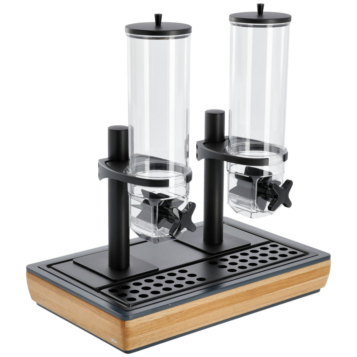 VEGA Müslispender Montana doppelt, GN 1/1, 2x 4l GN 1/1, 57x36.5x50.5 cm (LxBxH); eiche/transparent/schwarz; rechteckig