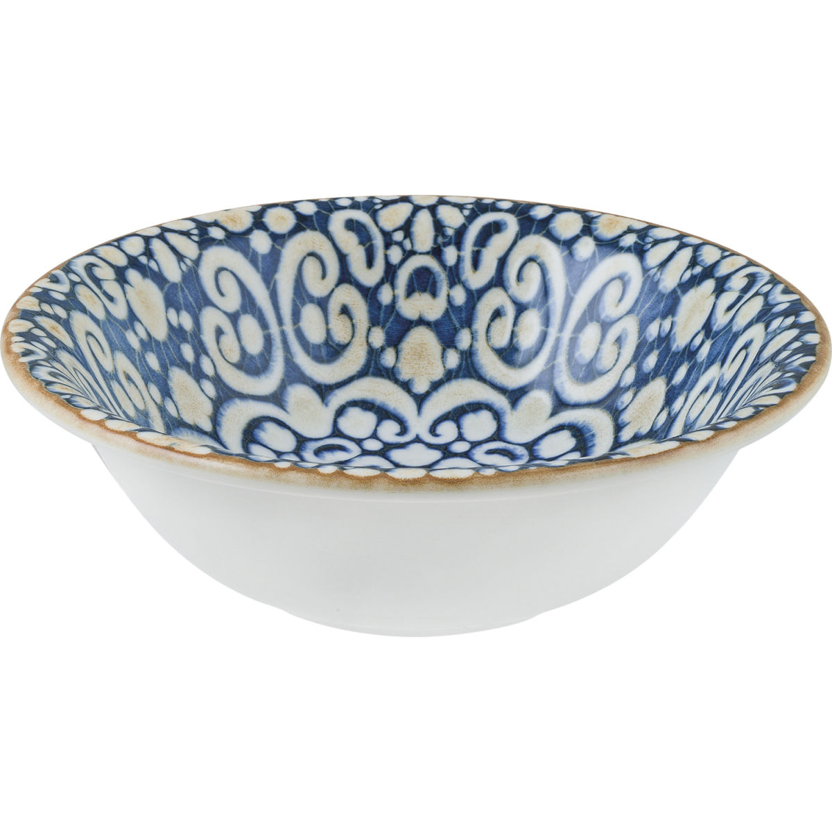 Ciotola Alhambra Bonna; 400ml, 16x5 cm (ØxH); blu/bianco/marrone; rotonda; 12 pz. / confezione