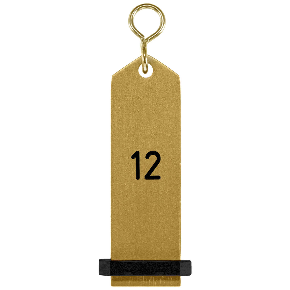 Portachiavi Bumerang con incisione numeri VEGA; 10x3 cm (LxL); oro; incisione 12