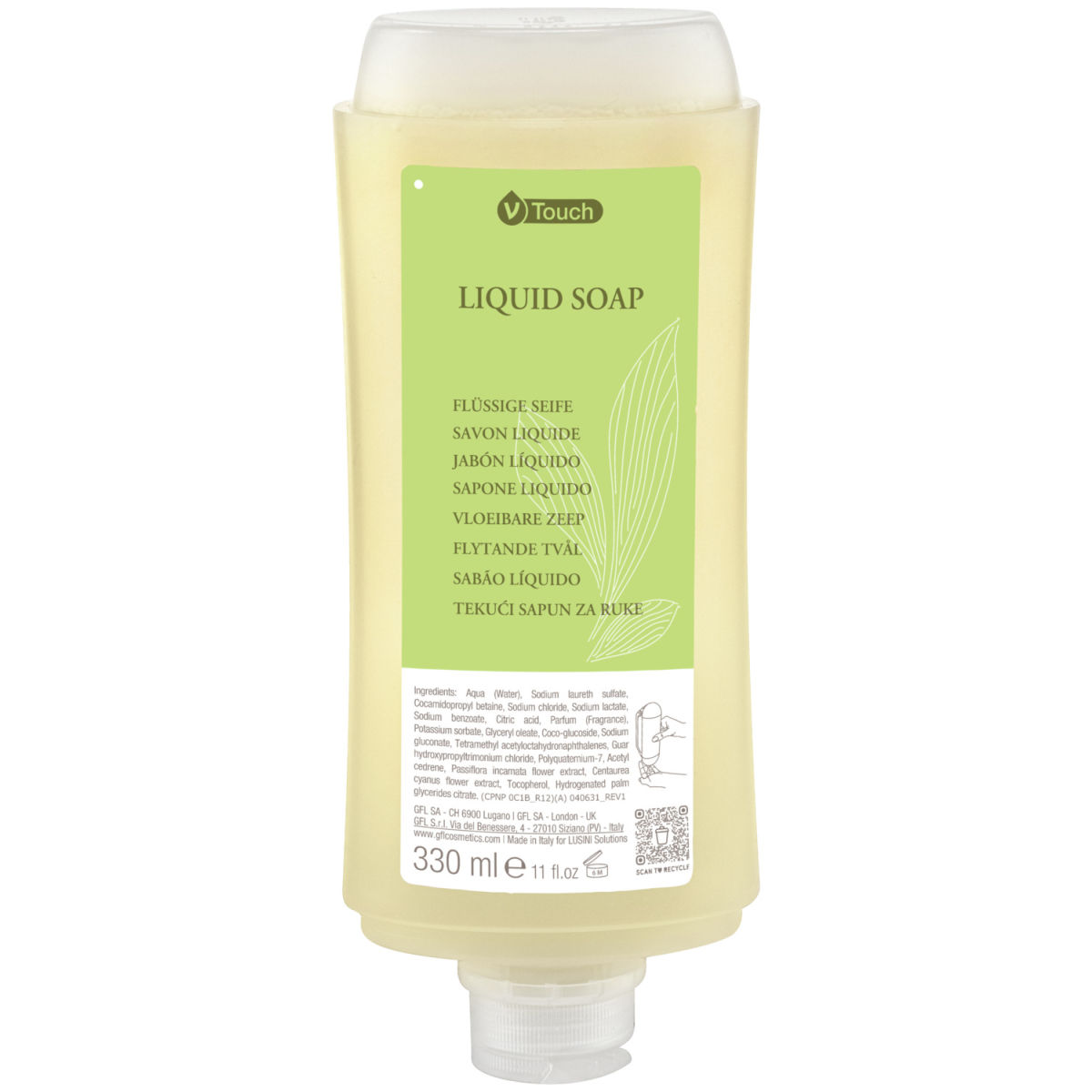V-Touch Zeep Mineral in dispenser systeem; 330 ml; groen; 24 stuk / verpakking