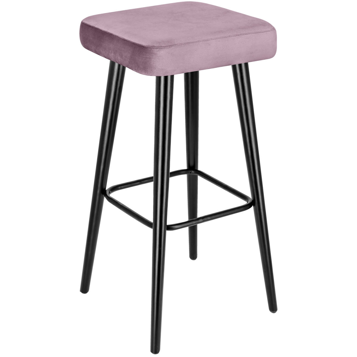 Sgabello Tonda VEGA; 40x40x79 cm (LxPxH); seduta rosa, struttura nero; 2 pz. / confezione