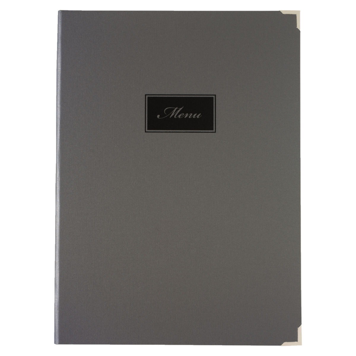 VEGA Speisekarte Oscar A5, hoch, mit Prägung MENU DIN A5, 18.7x24.8 cm (BxH); grau; 6 Seiten