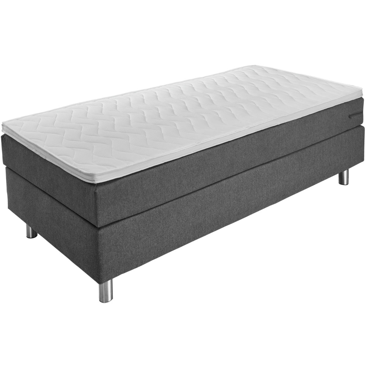 Letto Boxspring Comfort tessuto d'arredo, senza testiera ERWIN M.; 90x200x60 cm (LxLxH); antracite; duro