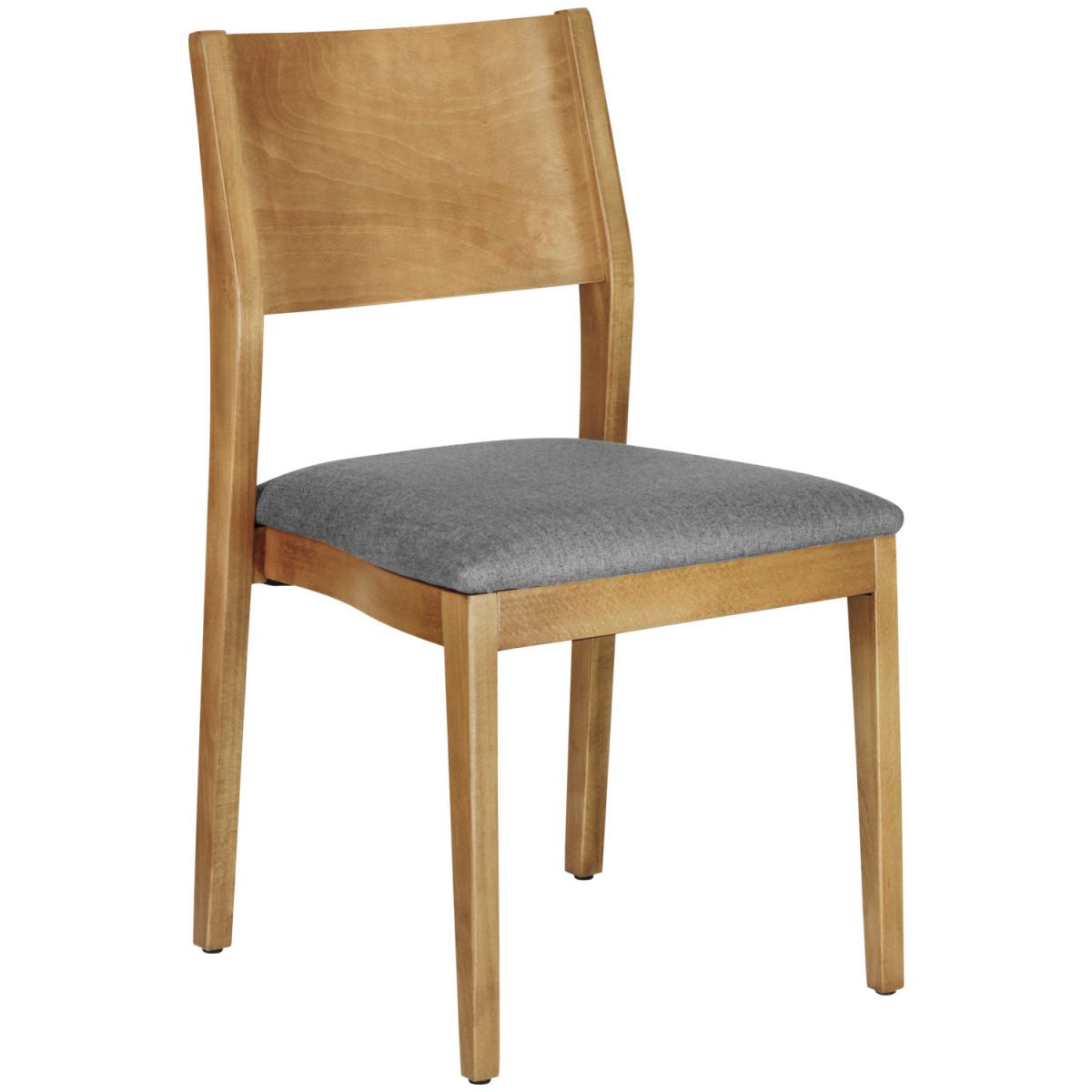 Sedia in legno imbottita Stak tessuto VEGA; 48x51x86 cm (LxPxH); seduta grigio chiaro, struttura marrone chiaro; 2 pz. / confezione