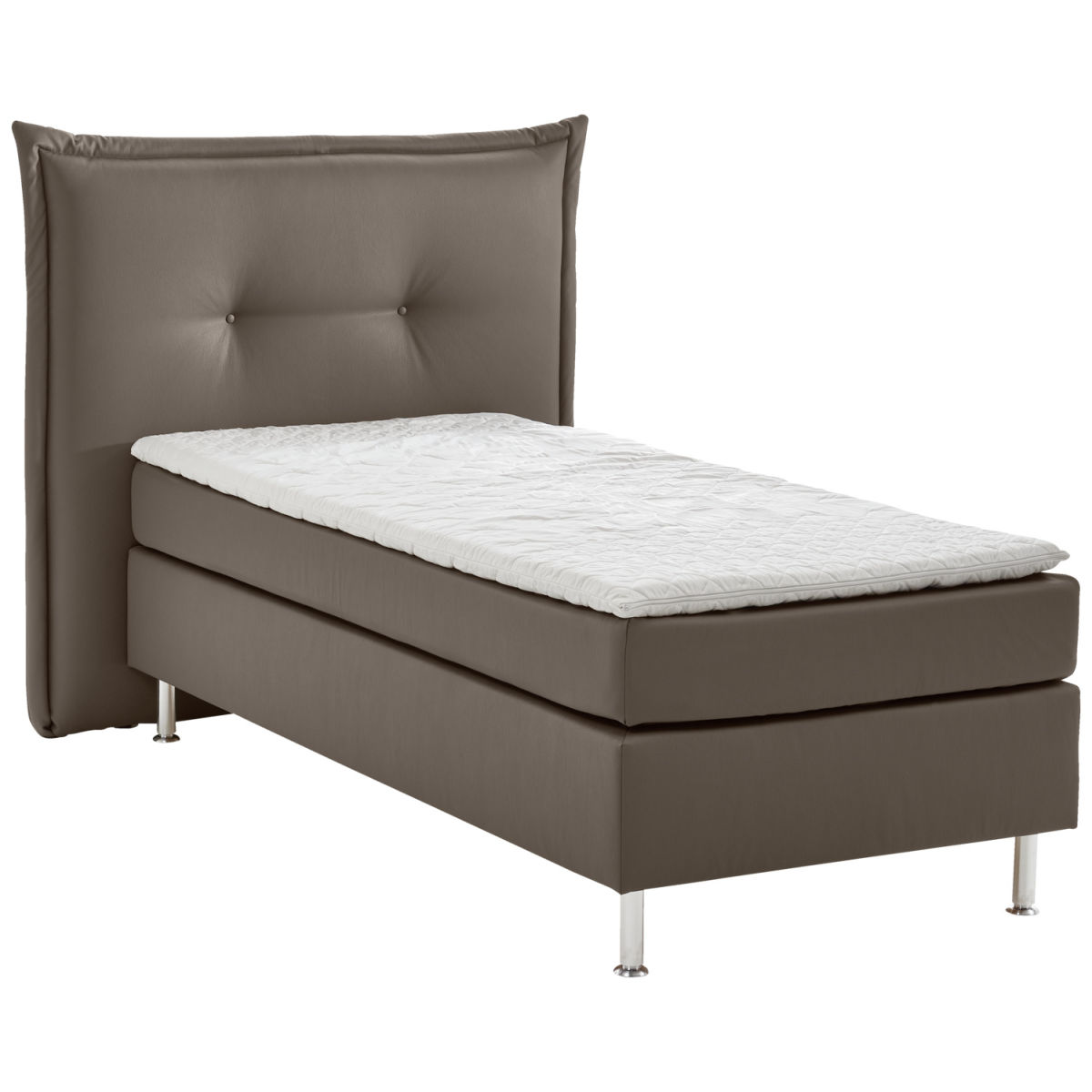 Letto completo Ambisuite in similpelle schienale con cucitura a bottoni ERWIN M.; 100x200x62 cm (LxLxH); tortora