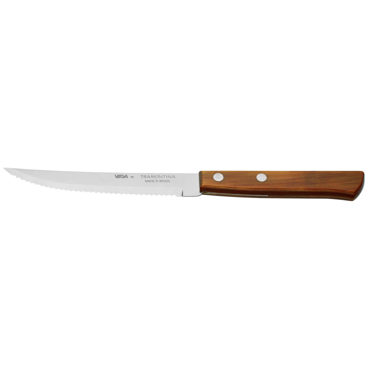 VEGA Pizza-/Steakmesser Picanha 21.5 cm (L); silber, Griff hellbraun; 12 Stück / Pack
