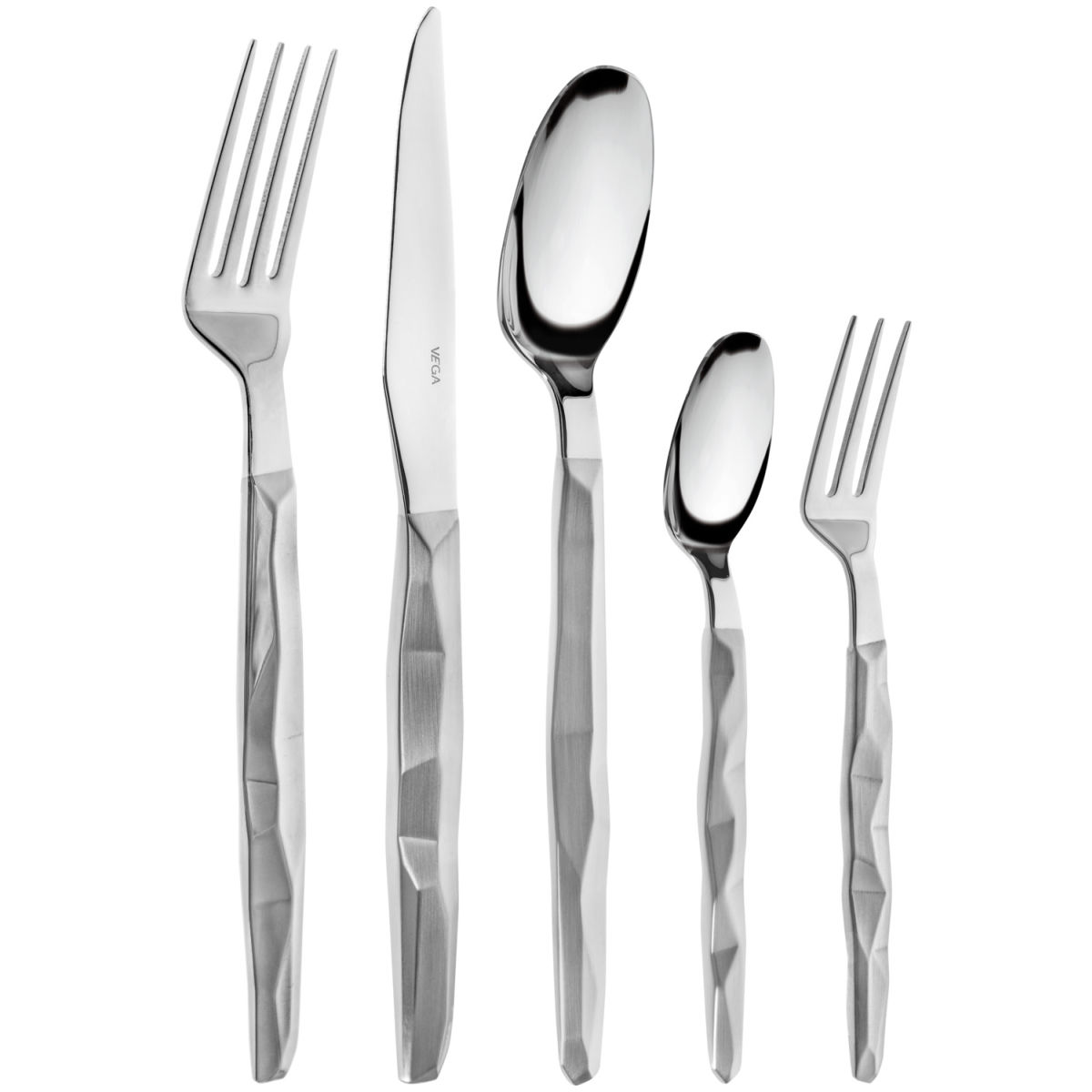 Set campionatura posate Diamante 5 pezzi VEGA; argento, manico argento