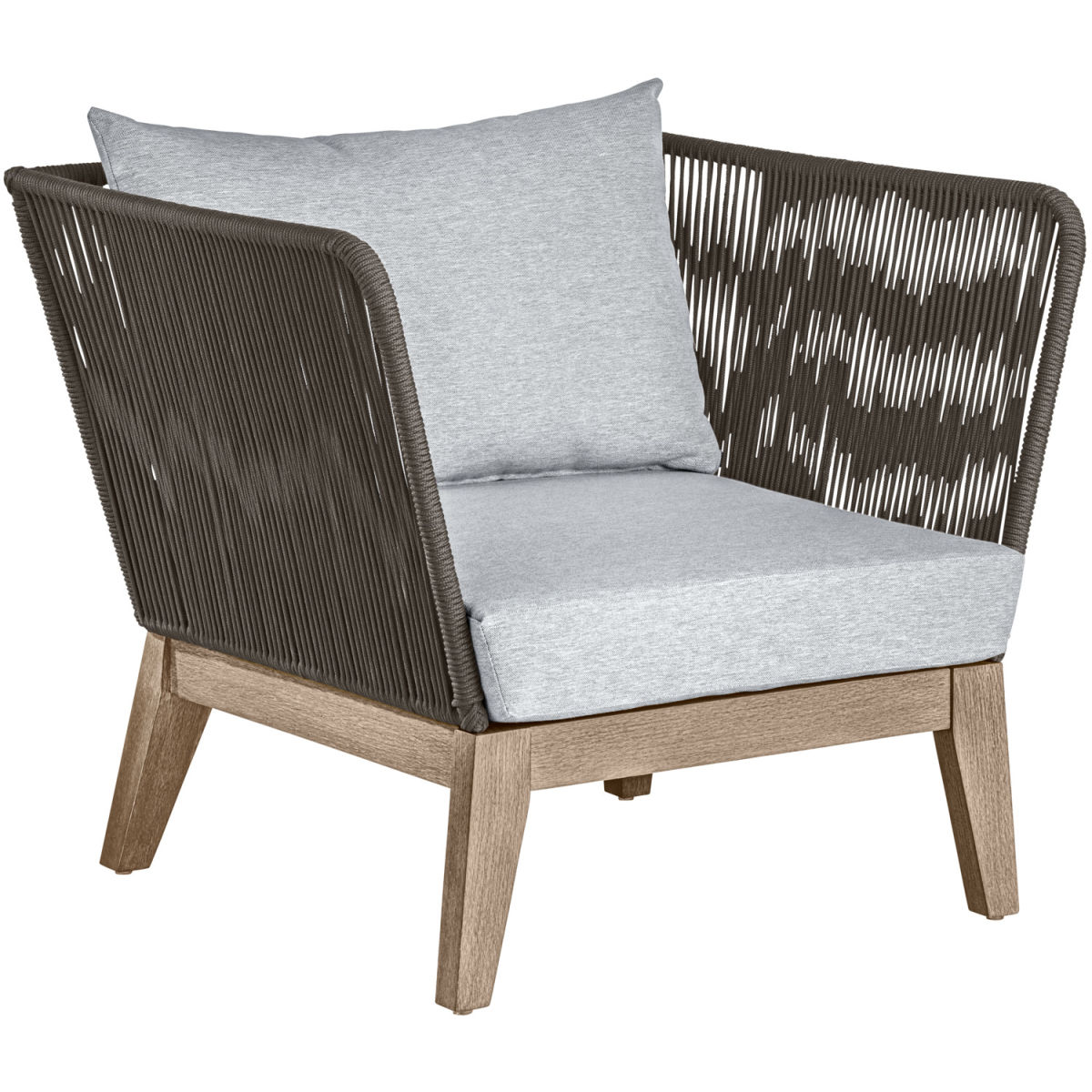 Poltrona Ventura VEGA; 82x78x72 cm (LxPxH); seduta grigio chiaro, struttura marrone