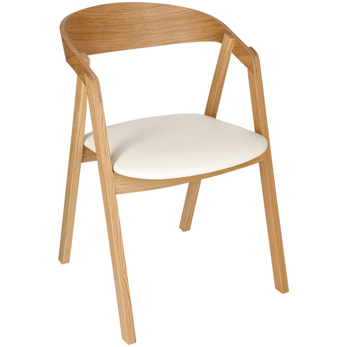 Sedia impilabile Calma in quercia, rivestimento in similpelle VEGA; 54x53x79 cm (LxPxH); seduta bianco, struttura quercia; 2 pz. / Pacco
