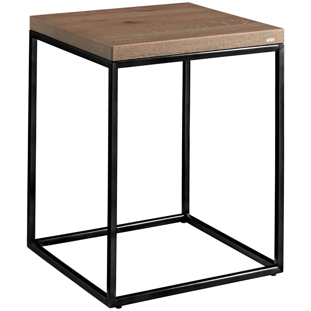Vega Bijzettafel Deven vierkant; 40x40x50 cm (LxBxH); Tafelblad antiek eiken, frame zwart; vierkant
