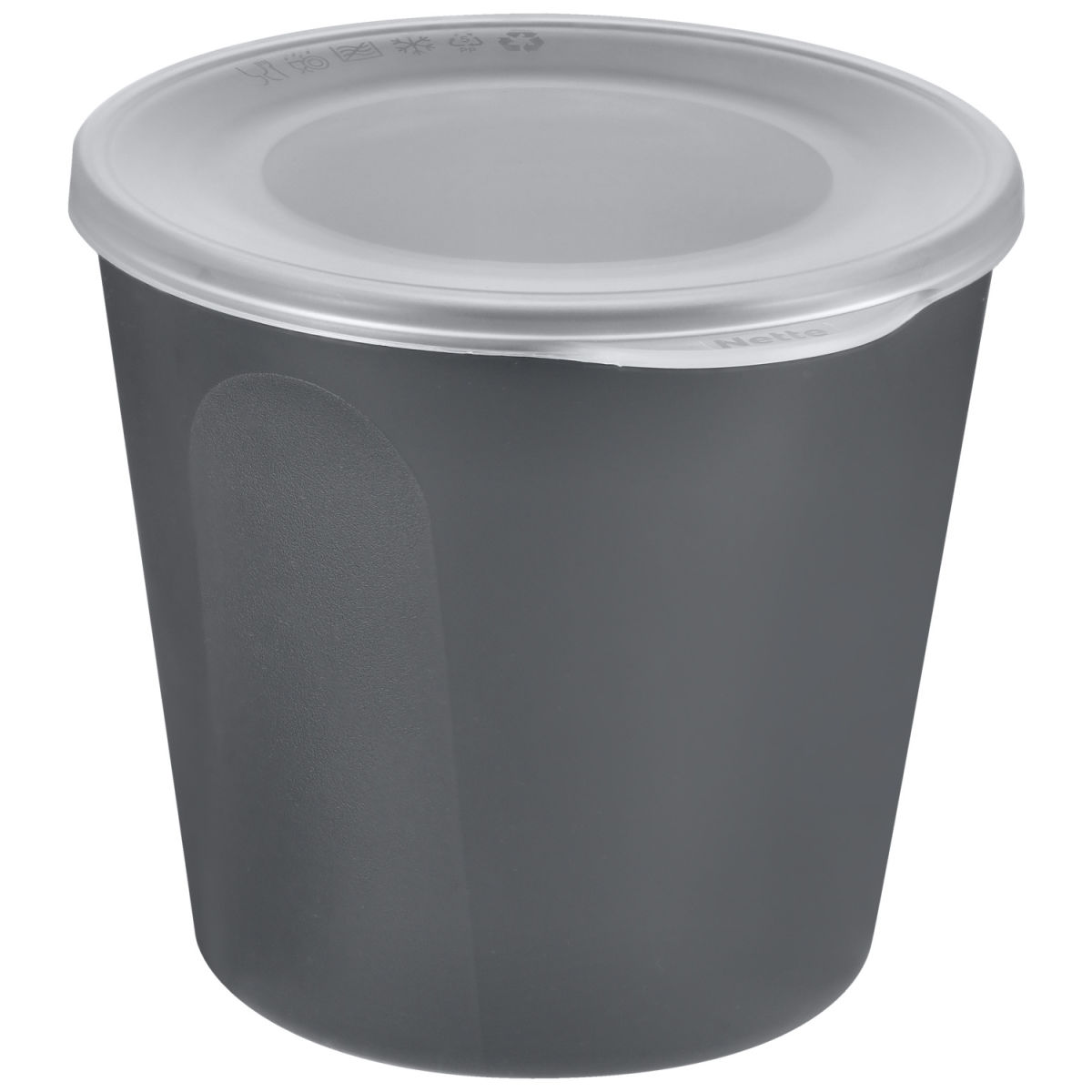 Envase reutilizable Multi Cup circ Nette Mehrweg; 750ml, 12x11 cm (ØxAt); gris; redonda; 12 pz. / Paquete