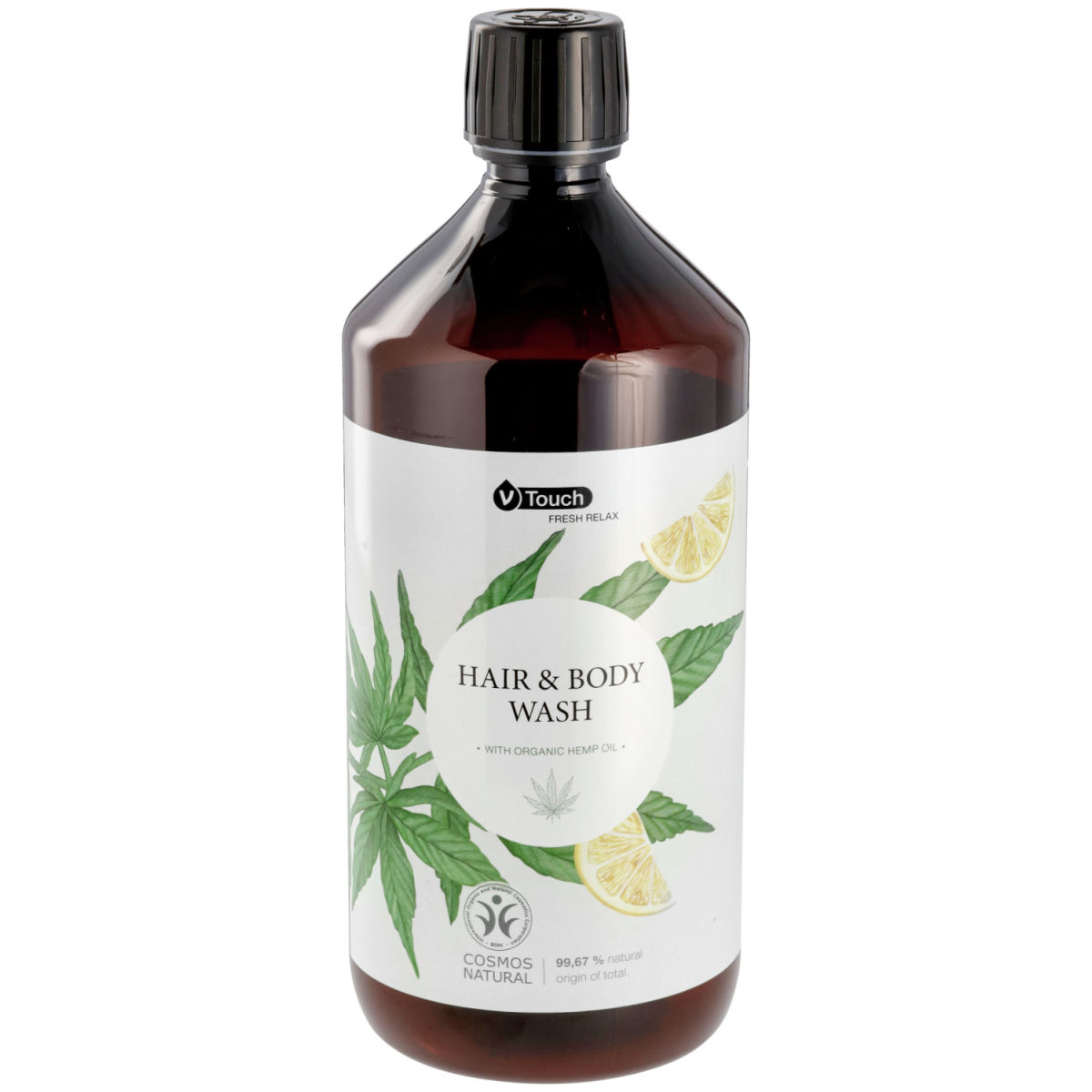 V-Touch Hotel shampoo en douchegel Fresh Relax 2 in 1 navulfles; 1000 ml; geel; 6 stuk / verpakking