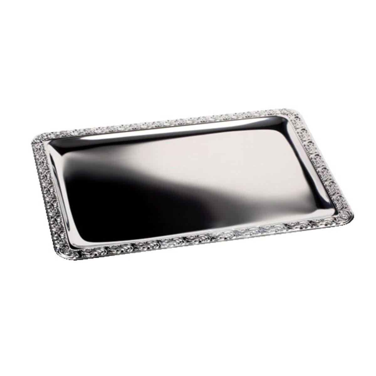 APS Tablett SCHÖNER ESSEN, Edelstahl 42x31 cm (LxB); silber; rechteckig