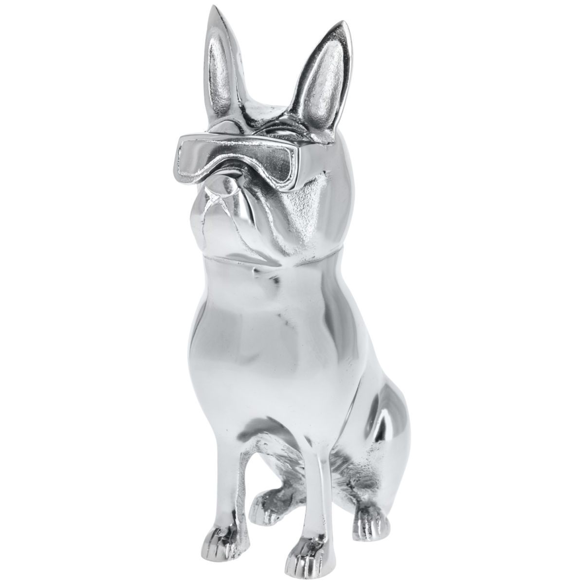 Deko-Hund Bully mit Sonnenbrille 17.75x28x9.5 cm (BxHxT); silber