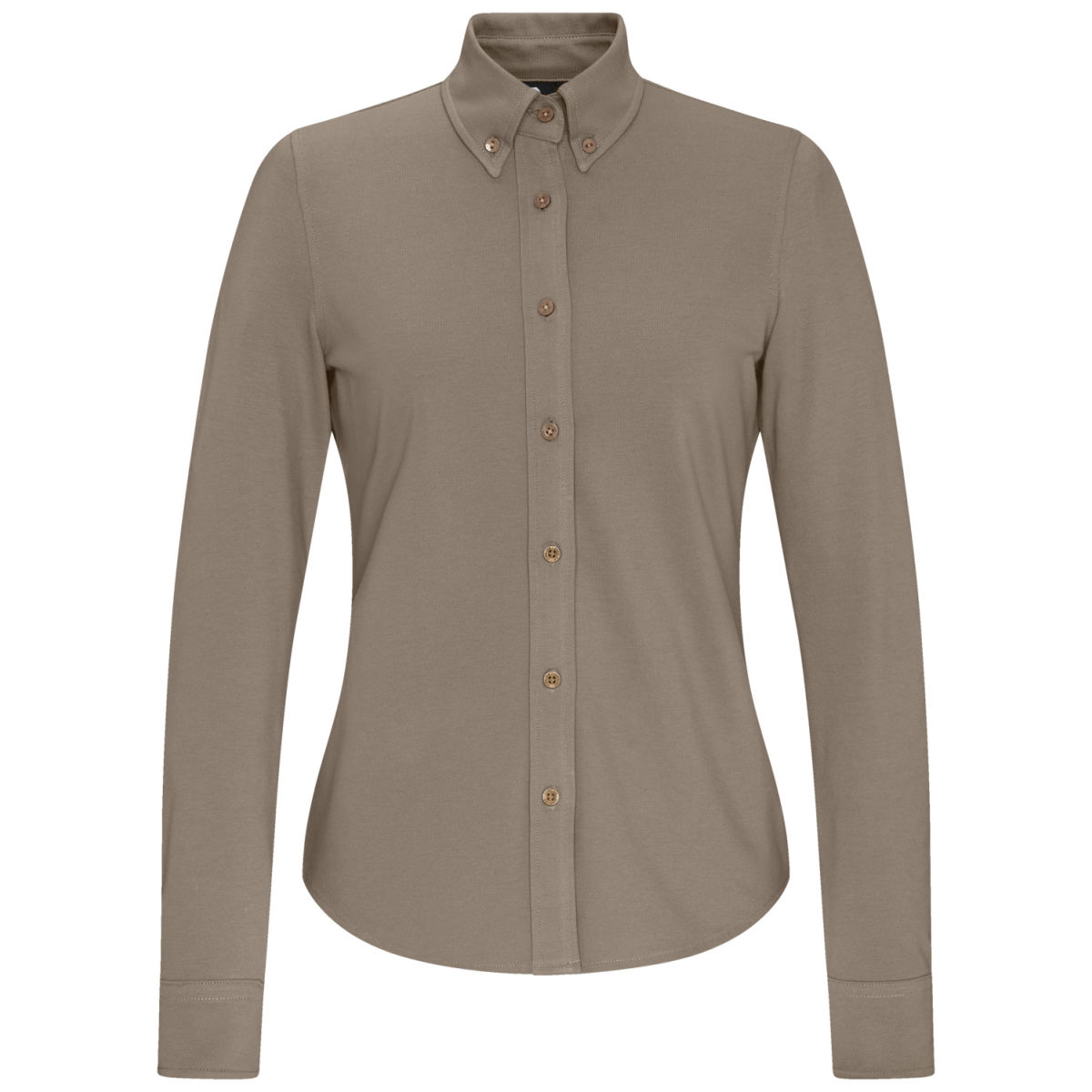 JOBELINE Damen Bluse Piqué Langarm Kleidergröße 2XL; taupe
