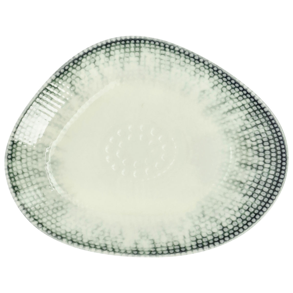 Piatto piano Kuori forma organica VEGA; 21.5x17 cm (LxL); bianco/grigio/nero; organica; 4 pz. / confezione